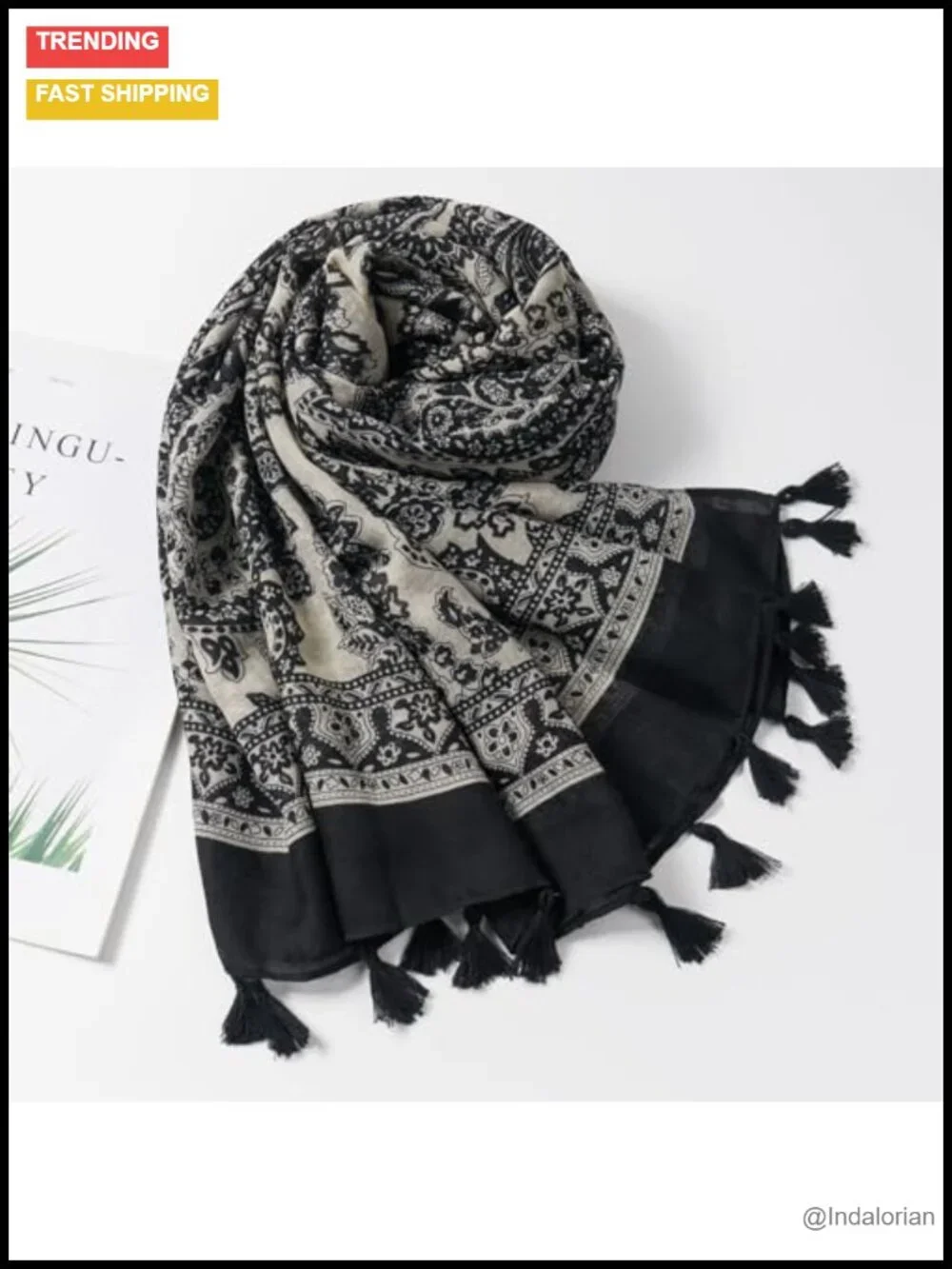 Lightweight Soft Floral Leopard Scarf for Women Fashion Shawl Wrap with Fringe